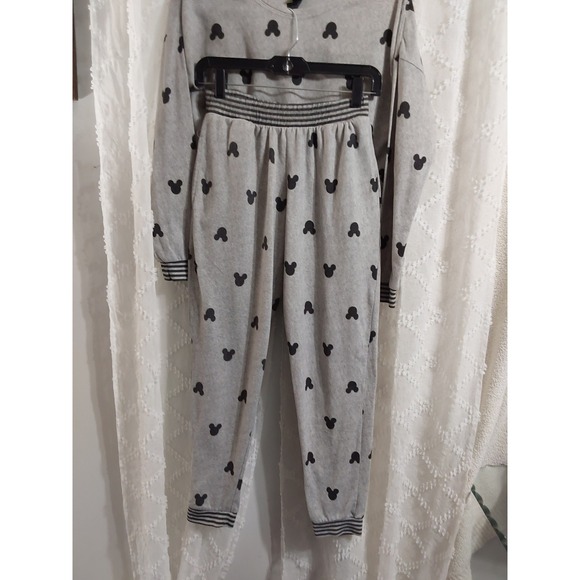 Disney Mickey Mouse Pajama Set Womens Small Gray Black Silhouette 2pc Joggers - Picture 4 of 4